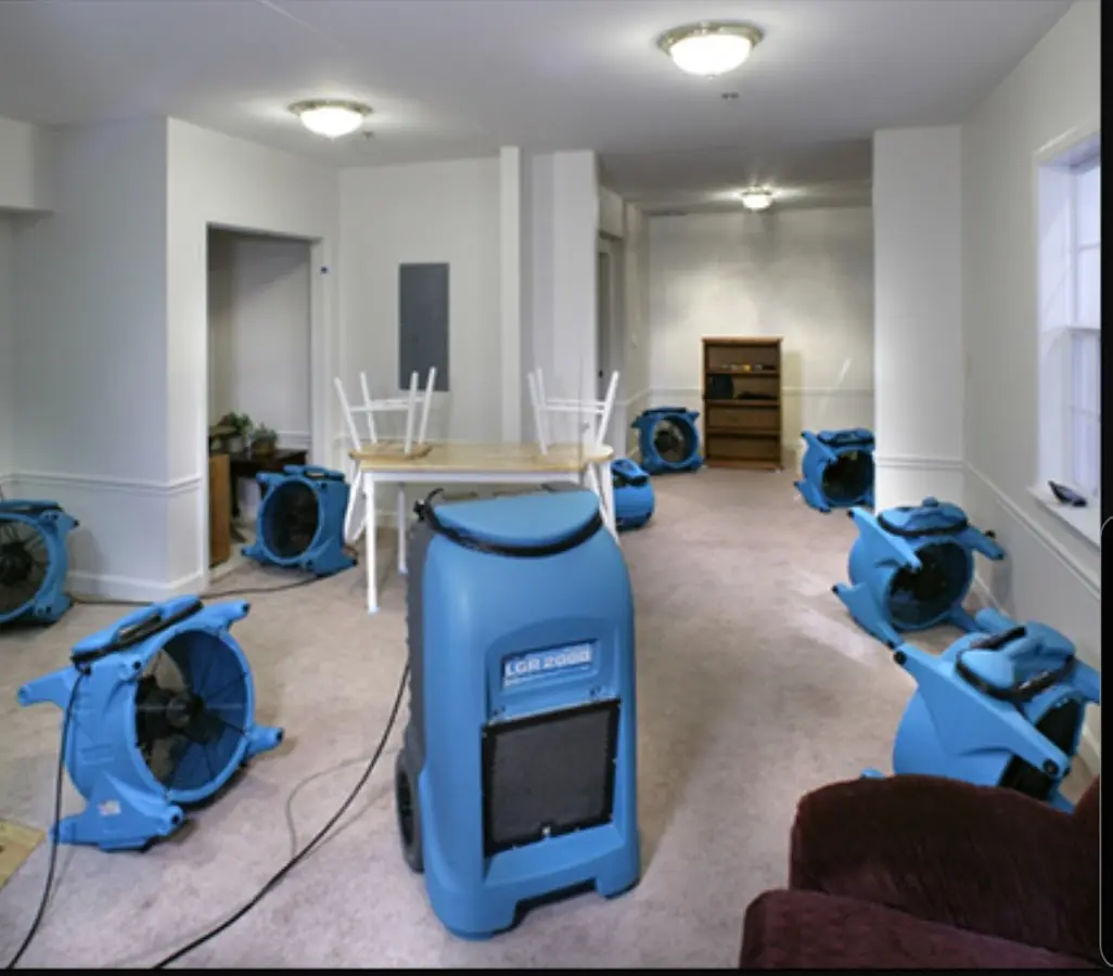 Air movers and dehumidifier setup for Water Damage Restoration in Wickenburg